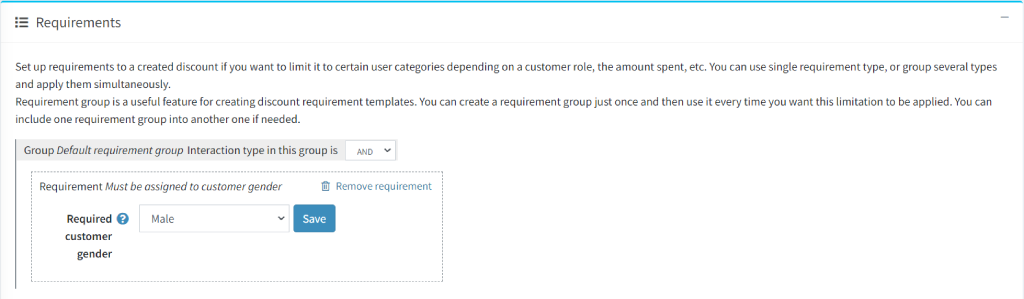 On Customer Gender requirements customer gender
